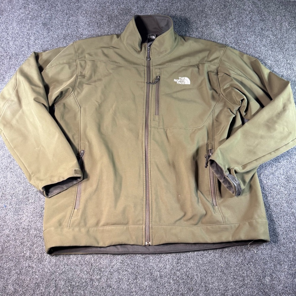 The North Face TNFApex Bionic Softshell Jacket Mens XL Olive Green Windproof Zip